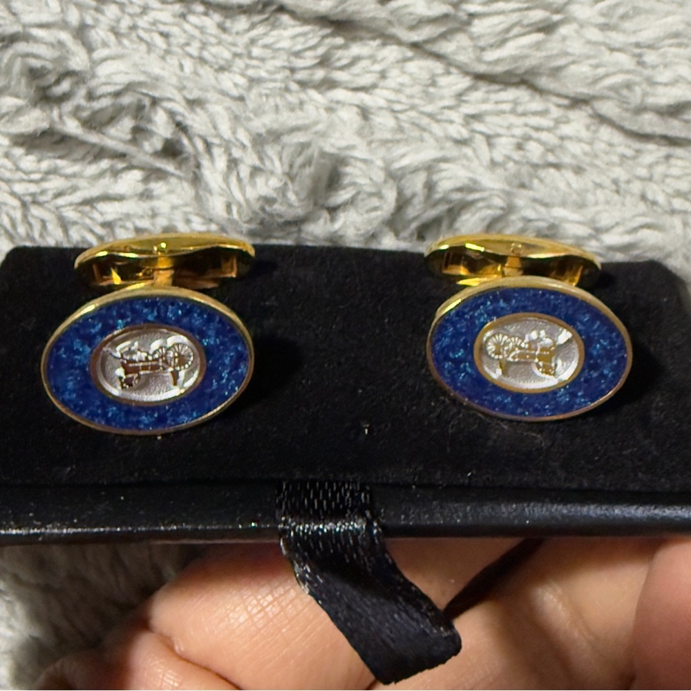 Celine Blue and Gold Cufflinks